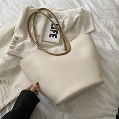 Vintage Tote Bag Solid Shoulder Bag Large Capacity Handbag