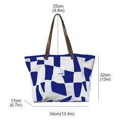 Casual Pattern Canvas Shoulder Bag Large Tote Handbag For Shopping