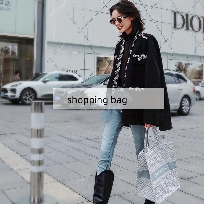 Geometric Pattern Tote Bag Large Capacity Lunch Box Bag