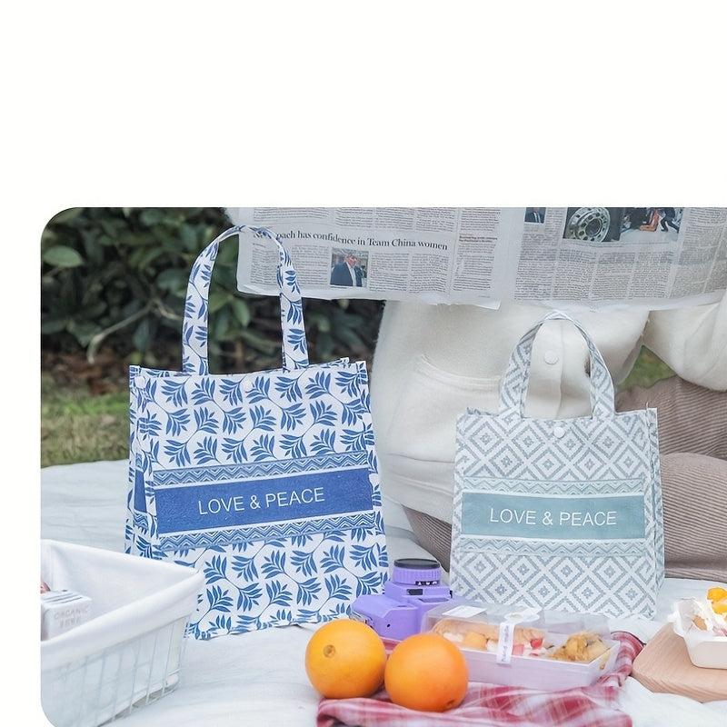 Geometric Pattern Tote Bag Large Capacity Lunch Box Bag