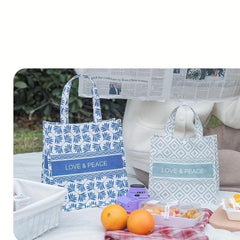 Geometric Pattern Tote Bag Large Capacity Lunch Box Bag