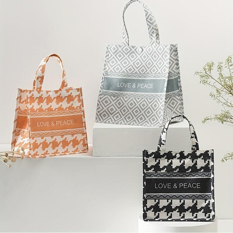 Geometric Pattern Tote Bag Large Capacity Lunch Box Bag