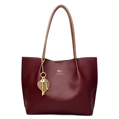 Classic Litchi Embossed Tote Bag Large Capacity Women's Handbag & Shoulder Purse