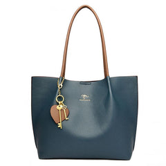 Classic Litchi Embossed Tote Bag Large Capacity Women's Handbag & Shoulder Purse
