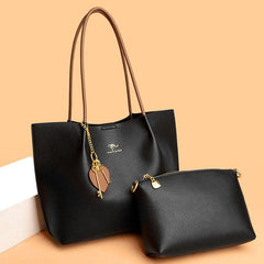 Classic Litchi Embossed Tote Bag Large Capacity Women's Handbag & Shoulder Purse