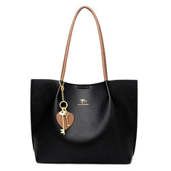 Classic Litchi Embossed Tote Bag Large Capacity Women's Handbag & Shoulder Purse