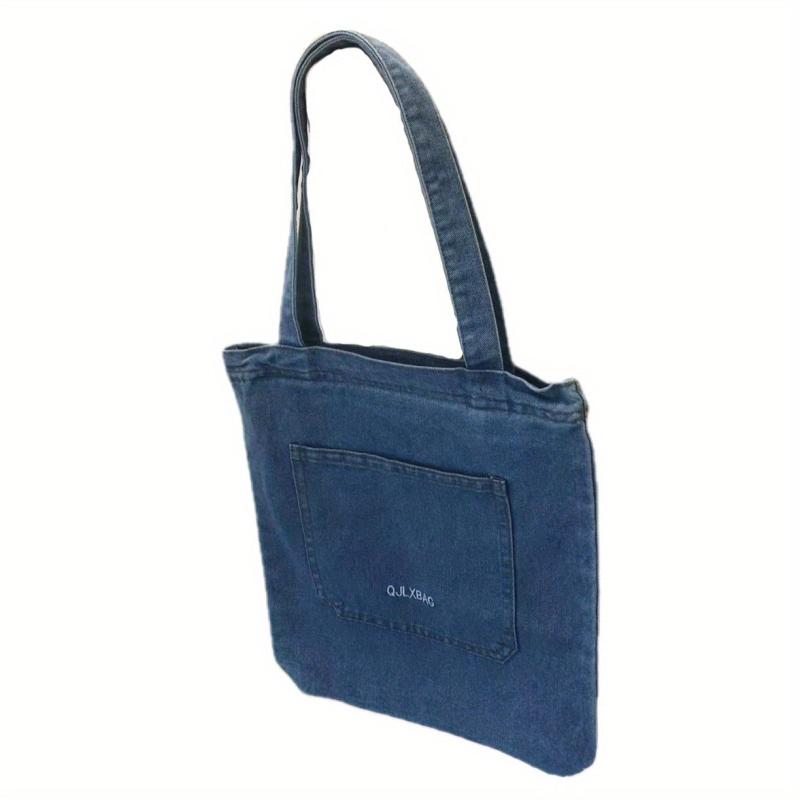 Large Capacity Denim Tote Bag Lightweight Shoulder Bag