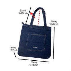 Large Capacity Denim Tote Bag Lightweight Shoulder Bag