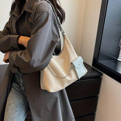 Crescent Hobo Bag Contrast Shoulder Bag Women's Stylish Handbag & Purse
