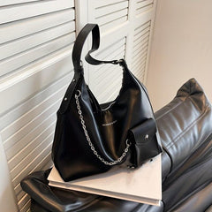Crescent Hobo Bag Contrast Shoulder Bag Women's Stylish Handbag & Purse