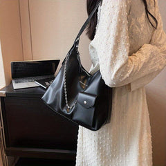 Crescent Hobo Bag Contrast Shoulder Bag Women's Stylish Handbag & Purse