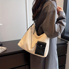 Crescent Hobo Bag Contrast Shoulder Bag Women's Stylish Handbag & Purse