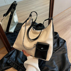Crescent Hobo Bag Contrast Shoulder Bag Women's Stylish Handbag & Purse