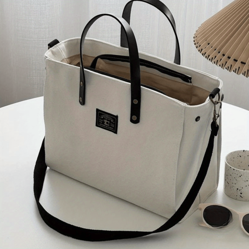 Canvas Zipper Crossbody Bag Large Capacity Shoulder Bag