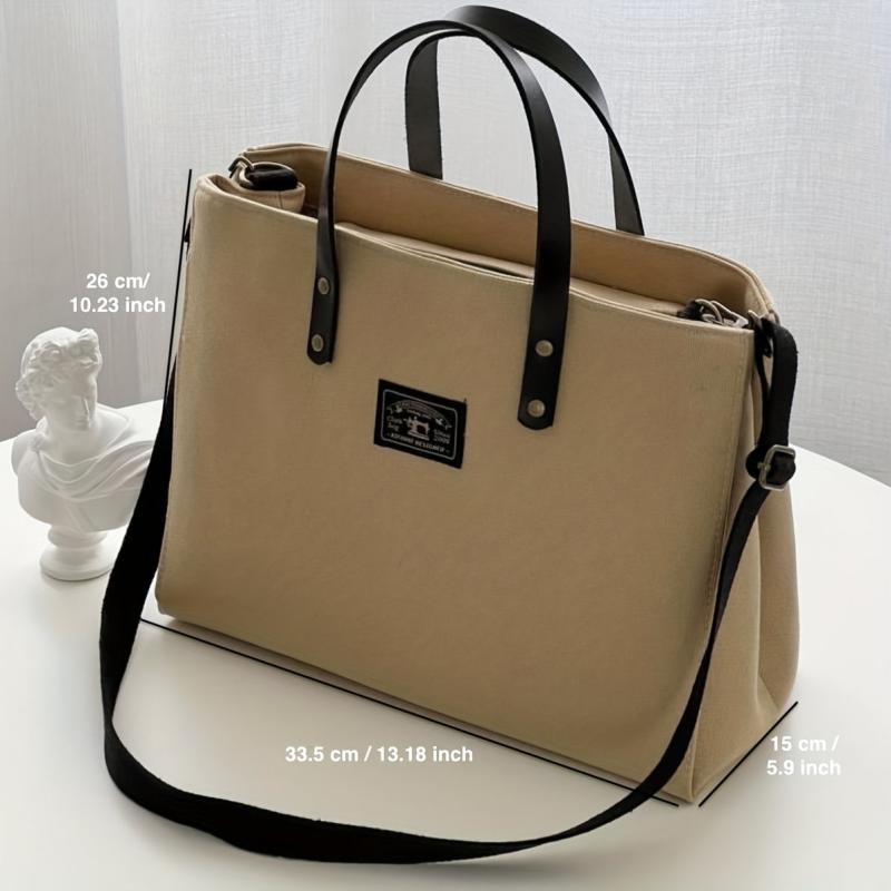Canvas Zipper Crossbody Bag Large Capacity Shoulder Bag