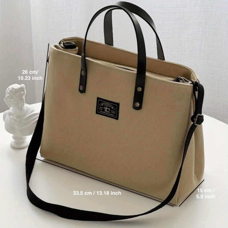 Canvas Zipper Crossbody Bag Large Capacity Shoulder Bag