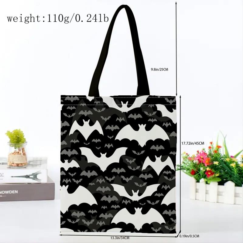 Bat Graphic Canvas Bag Large Shoulder Bag Reusable Shopping Bag