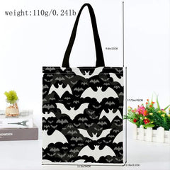 Bat Graphic Canvas Bag Large Shoulder Bag Reusable Shopping Bag