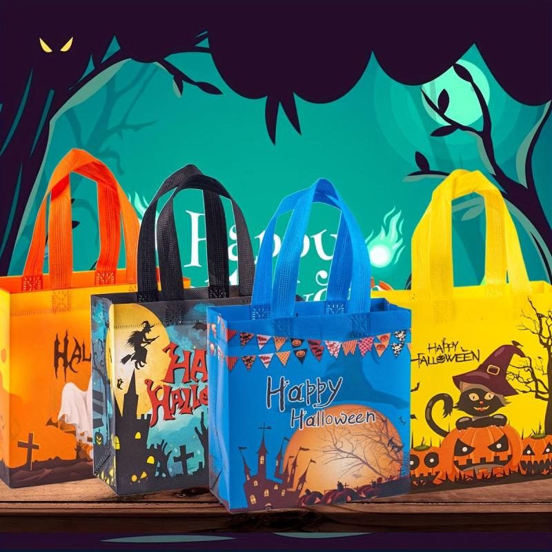 4PCS Halloween Treat Bags Small Halloween Gift Bags Tote Bags Non Woven
