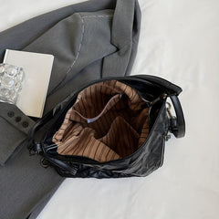 Pleated Tote Hobo Bag PU Leather Shoulder Bag