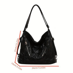 Pleated Tote Hobo Bag PU Leather Shoulder Bag