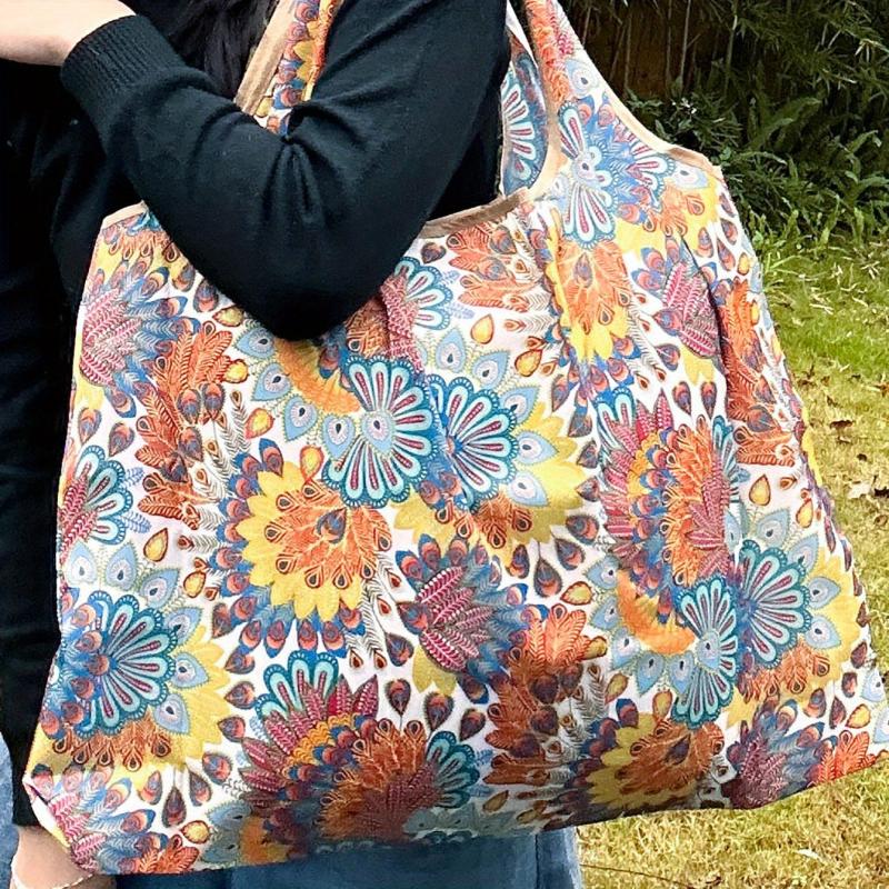 All Over Vintage Print Shoulder Bag Lightweight Shopper Bag