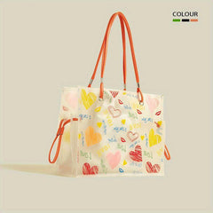 Graffiti Print Jelly Tote Bag Clear Handbag Large Capacity Shoulder Purse