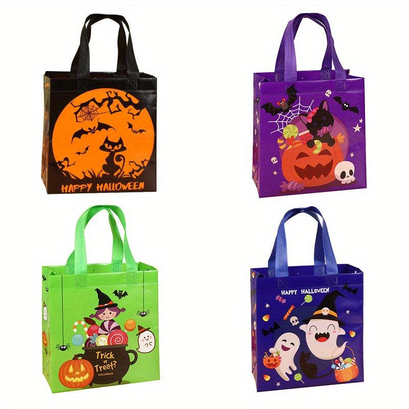4PCS Halloween Gift Satchel Tote Bag Lightweight Non Woven Shoulder Shopping Bag