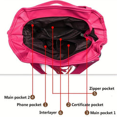 Tassel Decor Solid Shoulder Bag Large Capacity Zipper Durable Shopping Handbag