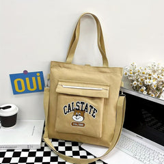 Large Capacity Cartoon Canvas Tote Bag Lightweight Shoulder Bag