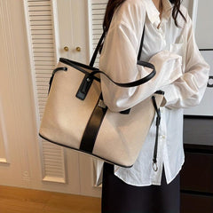 Colorblock Tote Bag Large Capacity Shoulder Bag for Work