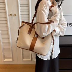 Colorblock Tote Bag Large Capacity Shoulder Bag for Work