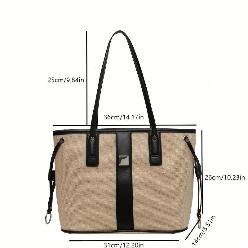 Colorblock Tote Bag Large Capacity Shoulder Bag for Work
