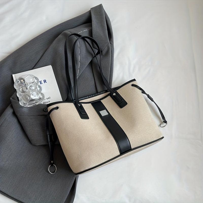 Colorblock Tote Bag Large Capacity Shoulder Bag for Work