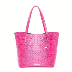 Crocodile Pattern Tote Bag with Clutch - Large Capacity Shoulder Bag