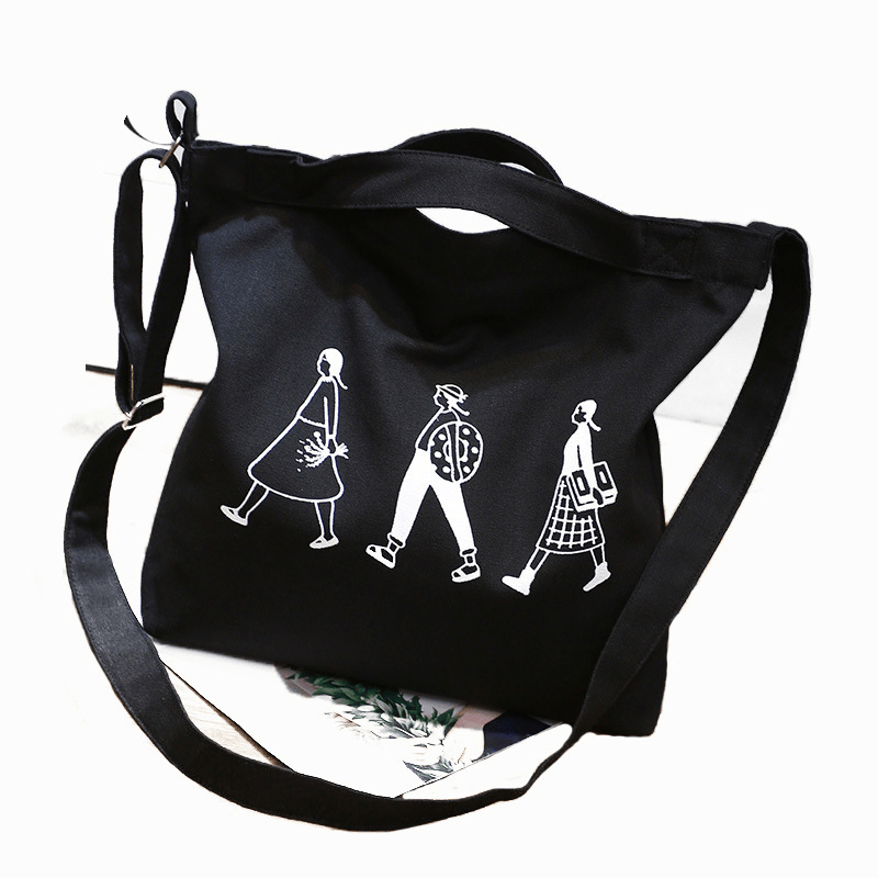 Literary Canvas Tote Bag Large Capacity Crossbody Shopping Bag