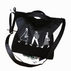 Literary Canvas Tote Bag Large Capacity Crossbody Shopping Bag