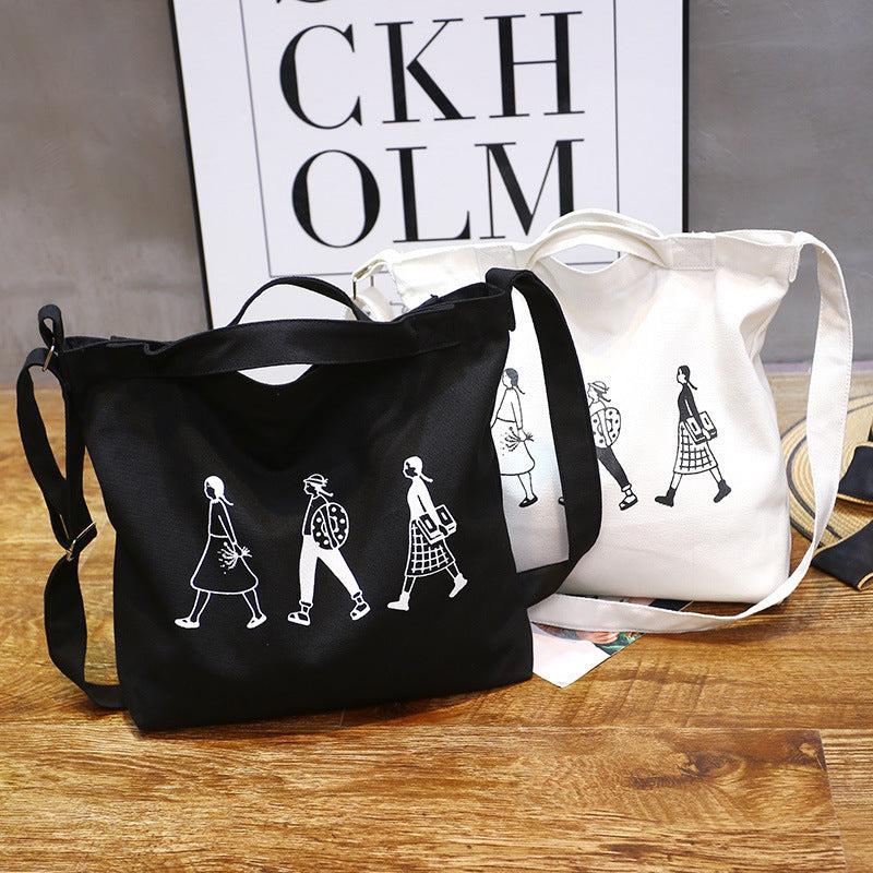 Literary Canvas Tote Bag Large Capacity Crossbody Shopping Bag