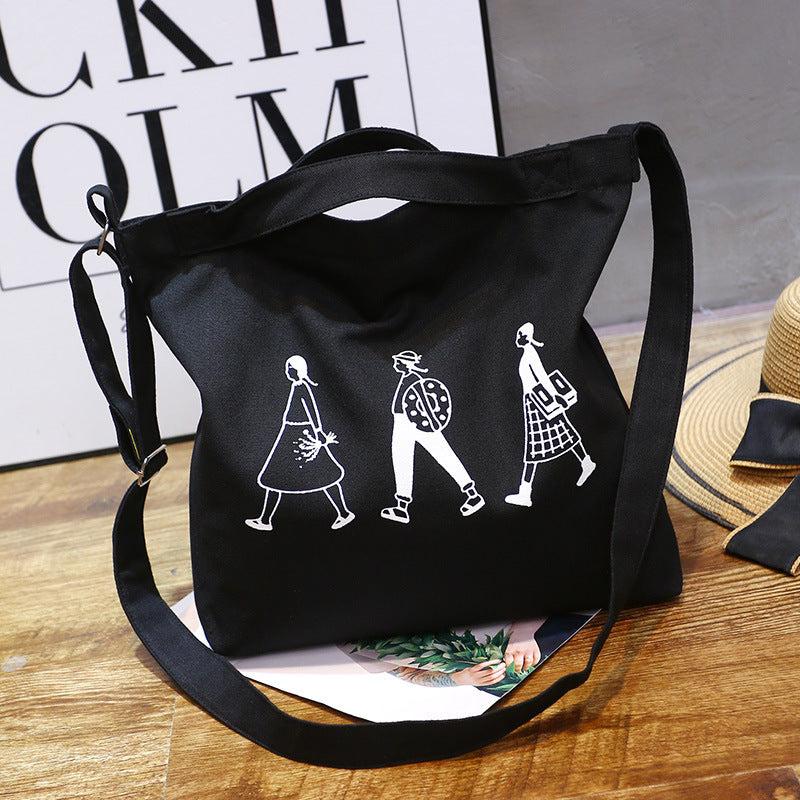 Literary Canvas Tote Bag Large Capacity Crossbody Shopping Bag