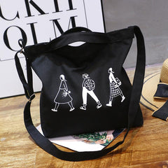 Literary Canvas Tote Bag Large Capacity Crossbody Shopping Bag