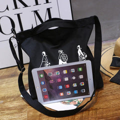 Literary Canvas Tote Bag Large Capacity Crossbody Shopping Bag