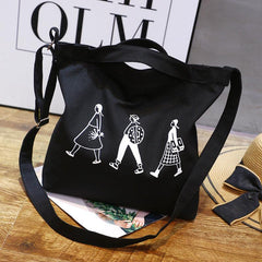 Literary Canvas Tote Bag Large Capacity Crossbody Shopping Bag