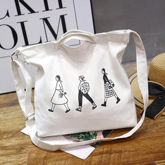 Literary Canvas Tote Bag Large Capacity Crossbody Shopping Bag