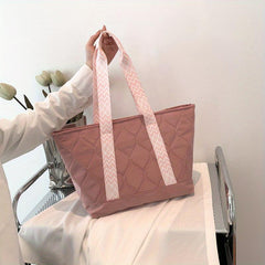 Quilted Tote Bag Large Capacity Shoulder Bag Lightweight Handbag