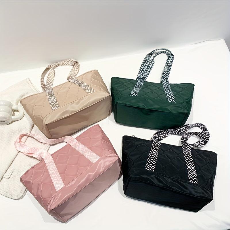 Quilted Tote Bag Large Capacity Shoulder Bag Lightweight Handbag