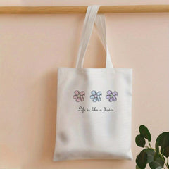 Cartoon Flower Print Shoulder Bag Lightweight Storage Bag
