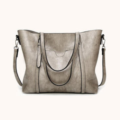 Faux Leather Tote Bag Women's Zipper Handbag Shoulder Bag