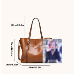 Faux Leather Tote Bag Women's Zipper Handbag Shoulder Bag