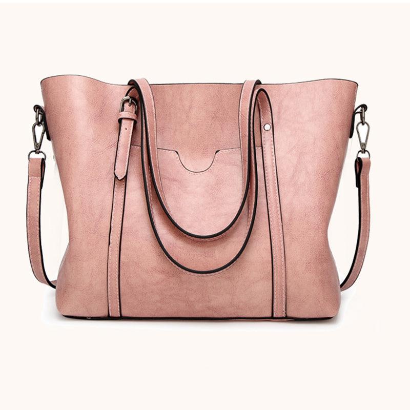 Faux Leather Tote Bag Women's Zipper Handbag Shoulder Bag