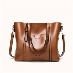 Faux Leather Tote Bag Women's Zipper Handbag Shoulder Bag